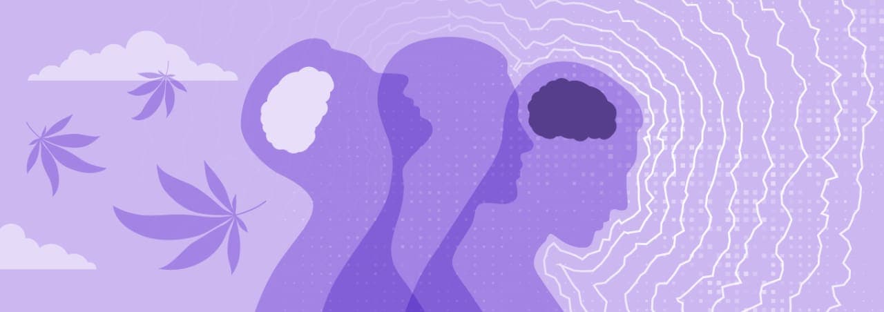 An abstract illustration of a person experiencing a tic (nodding their head)